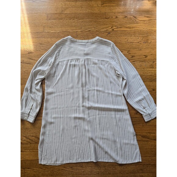 Eileen Fisher 100% Silk Button Up Shirt Dress Striped Size Large - Picture 4 of 7